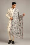 Buy_Soup by Sougat Paul_Beige Muslin Slub Printed Floral Sherwani Set _at_Aza_Fashions