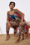 Buy_Soup By Sougat Paul_Multi Color Bottom And Jacket Crepe, Top Silk Floral, Printed & Pant Set _Online_at_Aza_Fashions