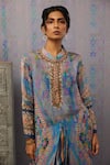Soup by Sougat Paul_Multi Color Top Chiffon Printed Paisley Ikaya Embroidered Kurta And Pant Set_at_Aza_Fashions
