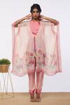 Buy_Soup By Sougat Paul_Pink Top And Bottom  Silk & Jacket  Shimmer Floral Print & Kaftan & Pant Set _Online_at_Aza_Fashions