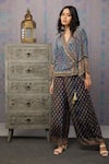 Soup by Sougat Paul_Multi Color Crepe Print And Embroidery Paisley Angrakha Style Top & Palazzo Set _Online_at_Aza_Fashions