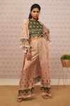 Buy_Soup by Sougat Paul_Peach And Cotton Bandhej Round Jacket & Palazzo Set _at_Aza_Fashions