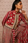 Soup by Sougat Paul_Red Crepe Jumpsuit With Printed Jacket_at_Aza_Fashions