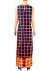 Shop_Soup by Sougat Paul_Blue And Orange Chequered Kurta Set  _at_Aza_Fashions