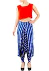 Buy_Soup by Sougat Paul_Blue Crepe Round Printed Dhoti Pant Set For Women_at_Aza_Fashions