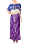 Buy_Soup by Sougat Paul_Blue And Pink Printed Kaftan Dress For Women_at_Aza_Fashions