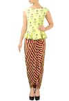 Buy_Soup by Sougat Paul_Green Lemon And Red Peplum Dress  _at_Aza_Fashions