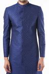 Spring Break_Blue Polyester Cotton Embellished Sherwani Set_Online_at_Aza_Fashions
