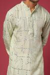 Buy_Spring Break_Green Polyester Cotton Mirror Embroidered Kurta Set_Online_at_Aza_Fashions