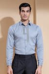 Abkasa Grey Cotton Slim-fit Shirt at Aza Fashions Abkasa_Grey Cotton Slim-fit Shirt _at_Aza_Fashions
