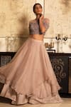 Buy_COUTURE BY NIHARIKA_Pink Organza Round Skirt With Embroidered Blouse  _at_Aza_Fashions