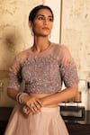 COUTURE BY NIHARIKA_Pink Organza Round Skirt With Embroidered Blouse  _Online_at_Aza_Fashions