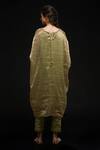 Shop_ADITYA SIKAND_Green 40 % Cotton Plain V Neck Kaftan Tunic And Pant Set _at_Aza_Fashions