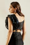 Buy_Adaara Couture_Black Glass Organza Asymmetric Embellished Saree Gown _Online_at_Aza_Fashions