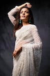 Shop_Seema Gujral_White Net Embroidery Round Embellished Saree With Blouse _at_Aza_Fashions