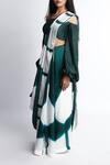 Buy_Vedika M_Green Silk One Shoulder Abstract Print Saree With Blouse _Online_at_Aza_Fashions