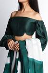 Shop_Vedika M_Green Silk One Shoulder Abstract Print Saree With Blouse _Online_at_Aza_Fashions