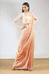 Vedika M_Peach Crepe Pre-draped Saree With Blouse_Online_at_Aza_Fashions