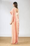 Shop_Vedika M_Peach Crepe Pre-draped Saree With Blouse_at_Aza_Fashions