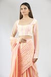 Buy_Vedika M_Peach Crepe Pre-draped Saree With Blouse_Online_at_Aza_Fashions