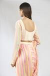 Shop_Vedika M_Peach Crepe Pre-draped Saree With Blouse_Online_at_Aza_Fashions