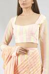 Vedika M_Peach Crepe Pre-draped Saree With Blouse_at_Aza_Fashions