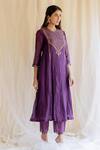 Nirjara_Purple Kurta Chanderi  Pant Organza Round And Set  _Online_at_Aza_Fashions