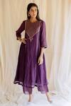 Buy_Nirjara_Purple Kurta Chanderi  Pant Organza Round And Set  _Online_at_Aza_Fashions