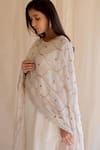 Shop_Nirjara_White Crepe Tissue Silk Embroidered Dupatta_at_Aza_Fashions