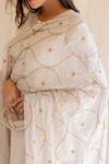 Nirjara_White Crepe Tissue Silk Embroidered Dupatta_Online_at_Aza_Fashions