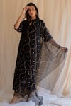Shop_Nirjara_Black Crepe Tissue Silk Embroidered Dupatta_at_Aza_Fashions