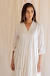 Shop_Nirjara_White Kurta And Pants Cotton Silk V Neck Embroidered & Set _Online_at_Aza_Fashions