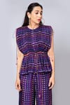 Saaksha & Kinni_Purple Cotton Silk Pleated Top And Pant Set_Online_at_Aza_Fashions