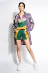 Buy_Saaksha & Kinni_Multi Color Satin Striped Shirt With Shorts_at_Aza_Fashions