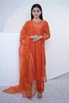 Buy_Sravanti_Orange Chanderi Embroidery Round Kurta Set  _at_Aza_Fashions