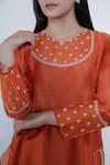 Shop_Sravanti_Orange Chanderi Embroidery Round Kurta Set  _Online_at_Aza_Fashions