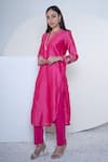 Buy_Sravanti_Pink Chanderi Embroidery Round Kurta Set  _Online_at_Aza_Fashions