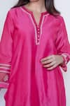 Sravanti_Pink Chanderi Embroidery Round Kurta Set  _at_Aza_Fashions