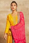 Buy_Saundh_Yellow Raw Silk Kurta Lehenga Set_Online_at_Aza_Fashions