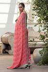 Buy_Nikasha_Pink Georgette V Neck Printed Saree With Blouse _at_Aza_Fashions