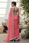 Shop_Nikasha_Pink Georgette V Neck Printed Saree With Blouse _at_Aza_Fashions