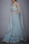 Shop_RI.Ritu Kumar_Blue Mono Net Embroidered Saree With Blouse_Online_at_Aza_Fashions