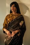 Shorshe Clothing_Brown Handloom Tissue Velvet Embellished Saree_Online_at_Aza_Fashions