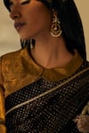 Buy_Shorshe Clothing_Brown Handloom Tissue Velvet Embellished Saree_Online_at_Aza_Fashions