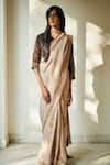 Buy_Shorshe Clothing_Beige Handloom Silk Saree _at_Aza_Fashions