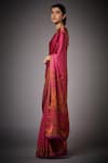 RI.Ritu Kumar_Pink Silk Satin Striped Saree With Blouse _Online_at_Aza_Fashions