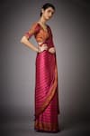 Buy_RI.Ritu Kumar_Pink Silk Satin Striped Saree With Blouse _Online_at_Aza_Fashions