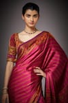 Shop_RI.Ritu Kumar_Pink Silk Satin Striped Saree With Blouse _Online_at_Aza_Fashions