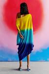 Shop_Studio Rigu_Multi Color Vegan Silk Tie-dye One Shoulder Tie Dye Draped Dress _at_Aza_Fashions