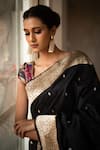 Buy_Priyanka Raajiv_Black Silk Brocade Banarasi Woven Thread Saree_Online_at_Aza_Fashions